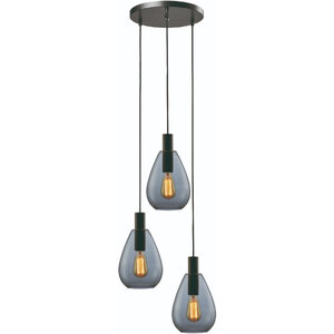 Freelight Moderne hanglamp Dorato 5-lichts getrapt zwart met smoke glas