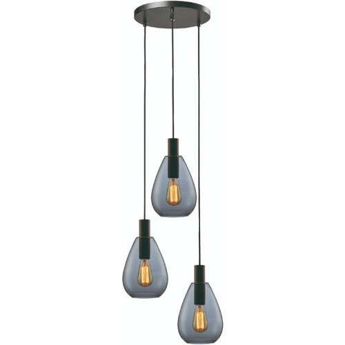 Moderne hanglamp Dorato 5-lichts getrapt zwart met smoke glas
