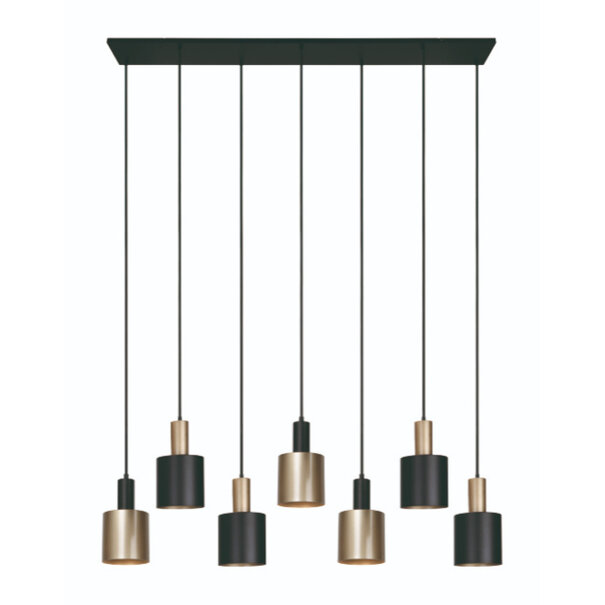 Freelight Moderne - Hanglamp - 7 Lichts - Goud - Zwart - Trofeo