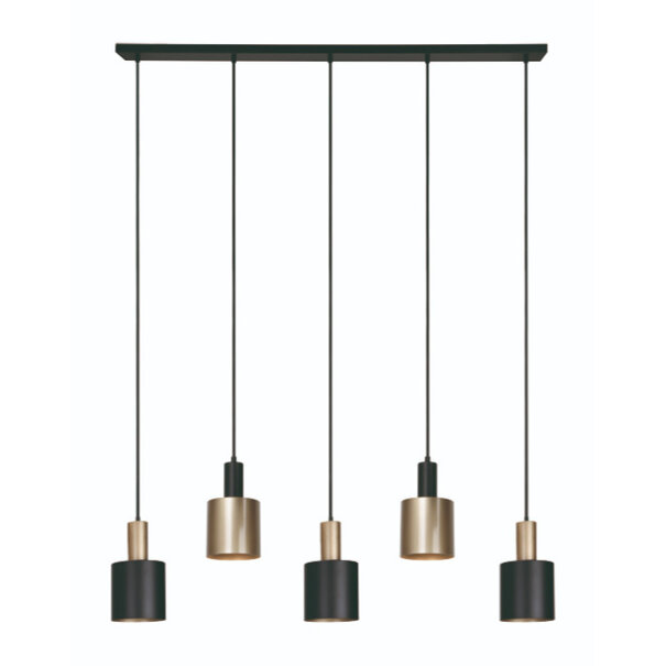 Freelight Moderne - Hanglamp - 5 Lichts - Goud - Zwart - Trofeo