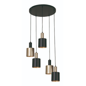 Freelight Moderne hanglamp Trofeo 5-lichts getrapt goud zwart