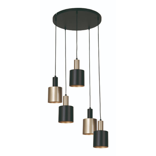 Moderne hanglamp Trofeo 5-lichts getrapt goud zwart