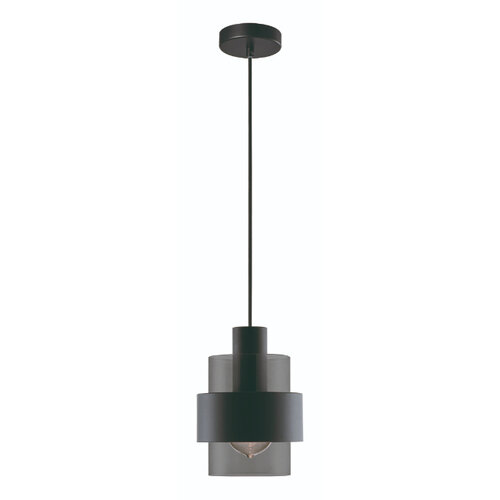 Moderne hanglamp Chiasso 1-lichts zwart met smoke glas