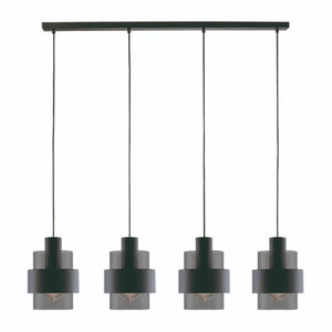Freelight Moderne hanglamp Chiasso 4-lichts zwart met smoke glas