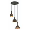 Freelight Industriële hanglamp Cambal 3-lichts getrapt zwart bruin