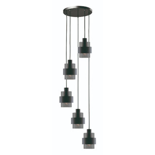 Hanglamp Chiasso 5-lichts smoke getrapt