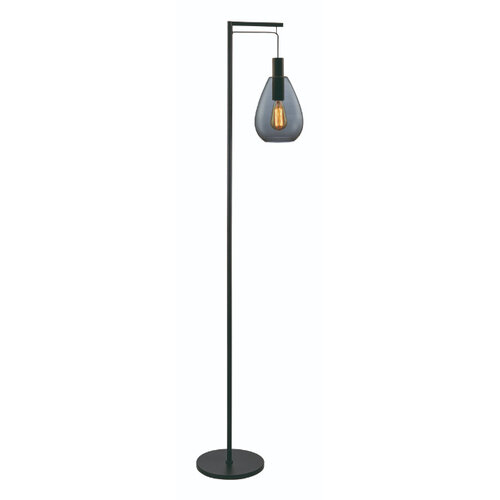 Moderne vloerlamp Dorato 1-lichts zwart met smoke glas