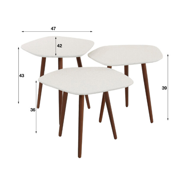 BelaLuz Moderne salontafel Brush 3 set brons brons wit composiet