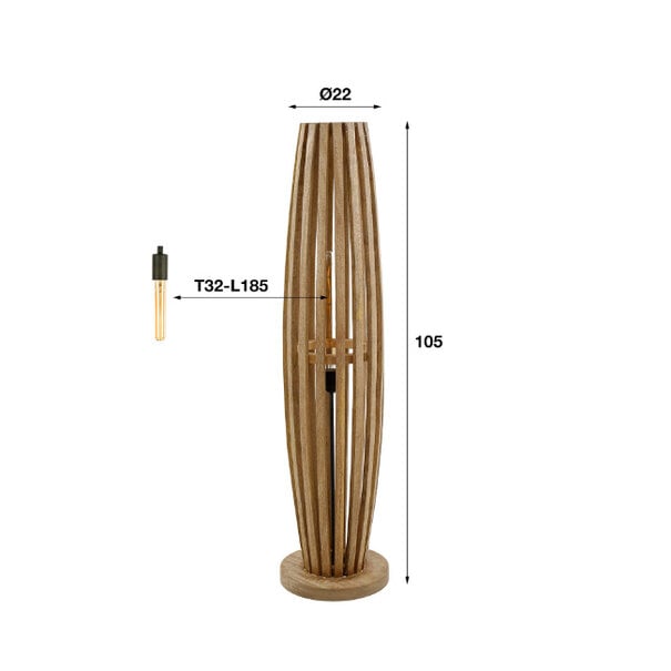 BelaLuz Landelijke vloerlamp Garnet 1-lichts mangohout