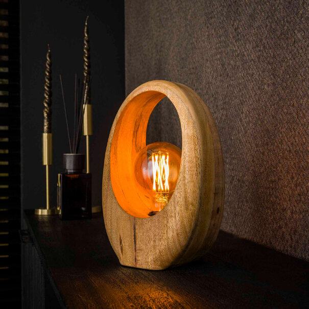 BelaLuz Landelijke Vintage tafellamp Legno mangohout