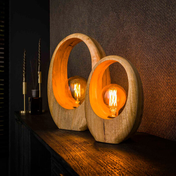 BelaLuz Landelijke Vintage tafellamp Legno mangohout