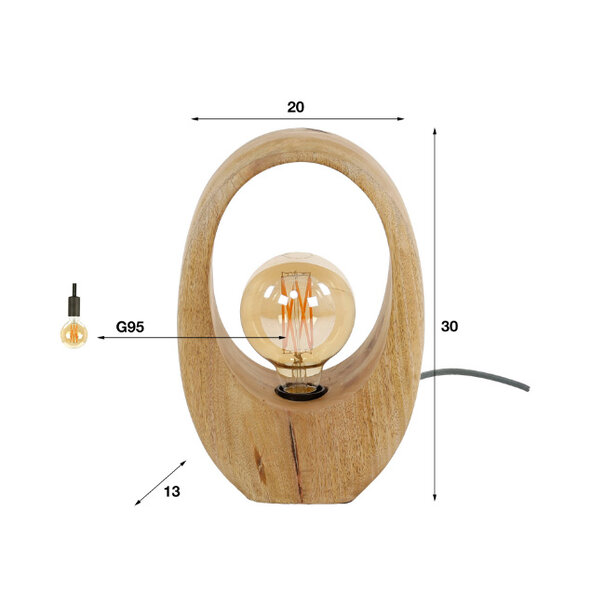 BelaLuz Landelijke Vintage tafellamp Legno mangohout