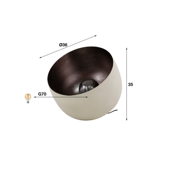 BelaLuz Industriële Moderne tafellamp Appa Ø36 cm mat beige