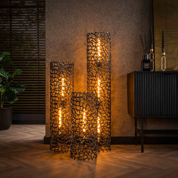 BelaLuz Industriële vloerlamp Morte 60 cm zwart nikkel