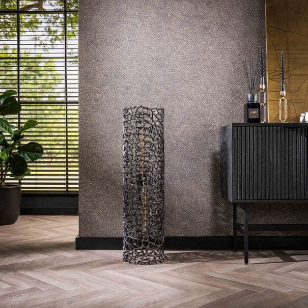 BelaLuz Industriële vloerlamp Morte 90 cm zwart nikkel