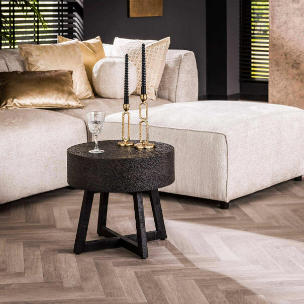 BelaLuz Moderne salontafel Ton Ø50 cm Hout zwart
