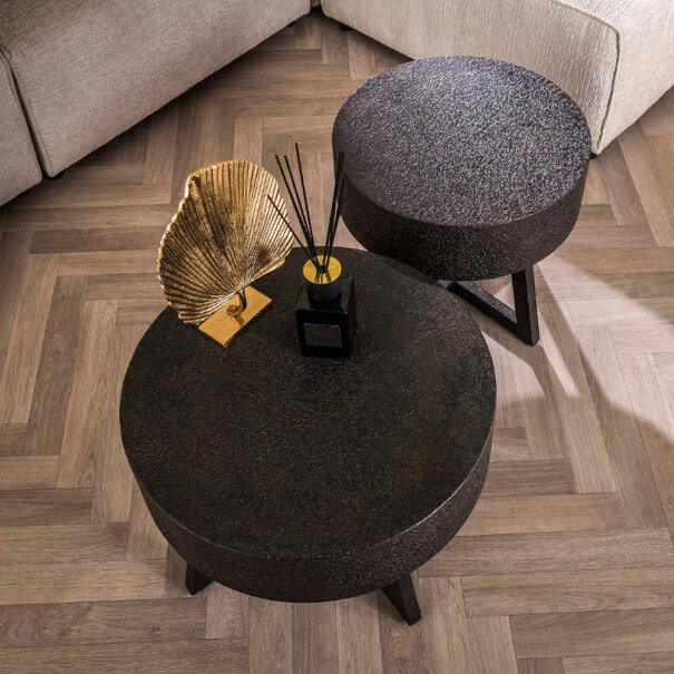 BelaLuz Moderne salontafel Ton Ø50 cm Hout zwart