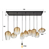 BelaLuz Hotel Chique Klassieke hanglamp Bees 9-lichts goud met amber glas