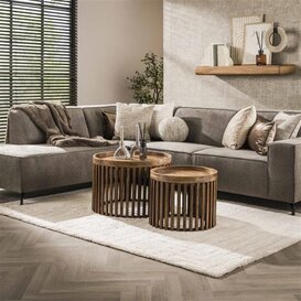 Salontafel Ubud 2-set mangohout zandkleur