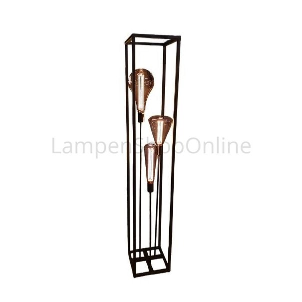 Freelight Moderne Industriële vloerlamp Palco 3-lichts zwart