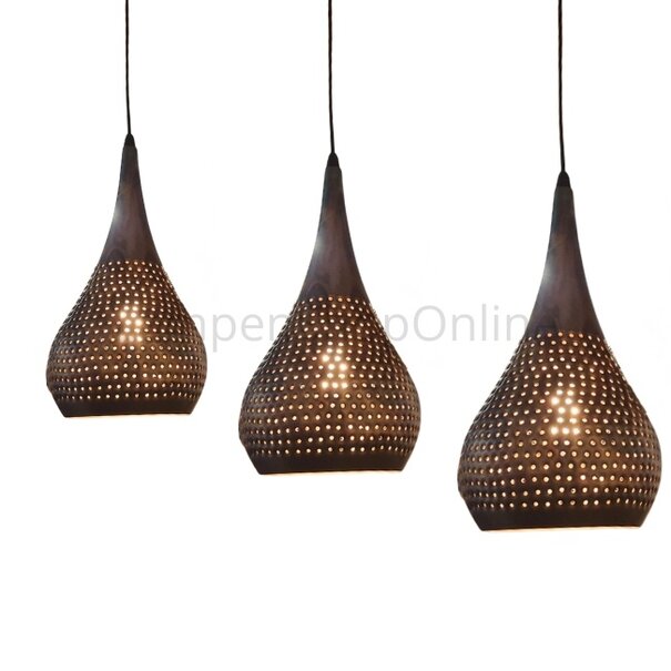 Freelight Industriële hanglamp Bruciato 3-lichts zwart bruin