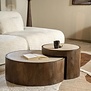 Moderne salontafel Hazel 2 set mangohout marmer