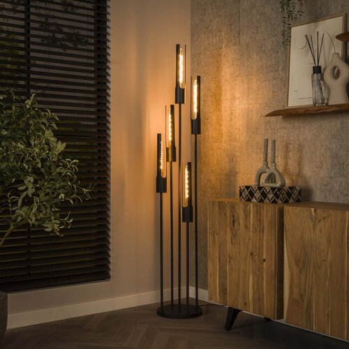 Industriële design vloerlamp Titan 5-lichts charcoal