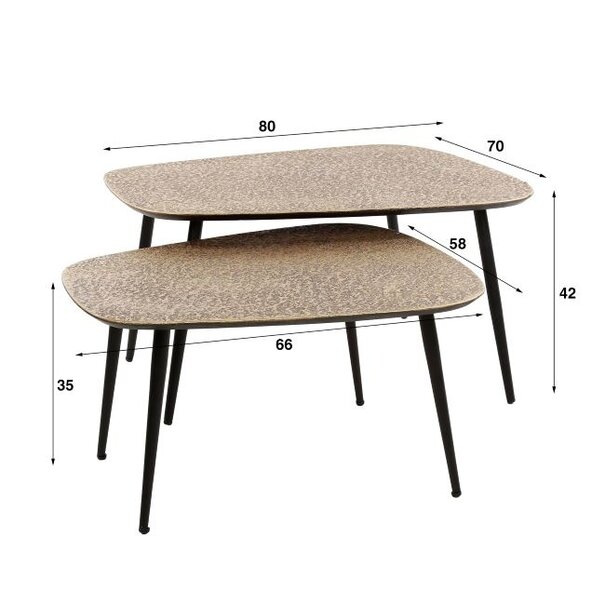 BelaLuz Modern Industriële salontafel Cleo 2 set Organisch brons