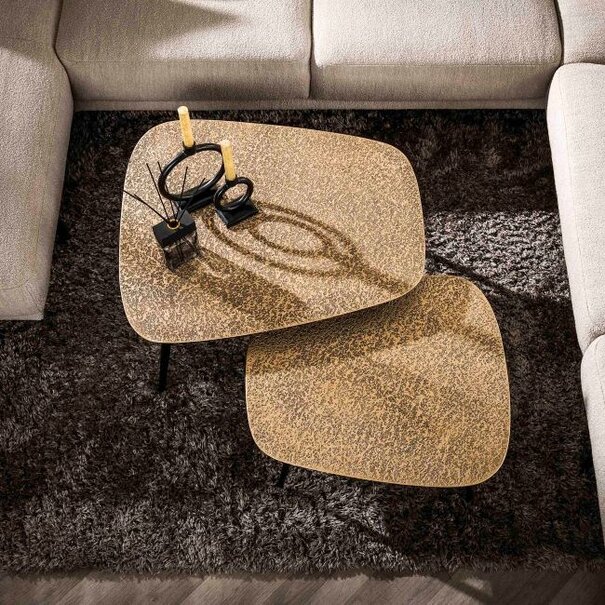 BelaLuz Modern Industriële salontafel Cleo 2 set Organisch brons