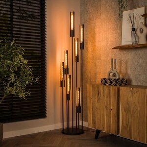 BelaLuz Industrieel design vloerlamp Titan 7 lichts charcoal