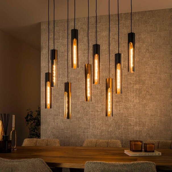 BelaLuz Industrieel Design hanglamp Titan 9 lichts charcoal