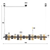 BelaLuz Industrieel klassiek hanglamp Cylis 14 lichts charcoal mixed glass
