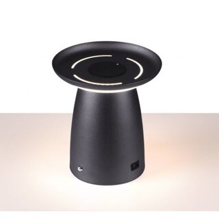 Tafellamp Soof Wireless phone charging+USB zwart dimbaar