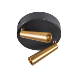 Opbouwspot Barry 2-lichts rond zwart messing