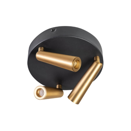 Hotel Chique moderne opbouwspot Barry 3-lichts zwart messing