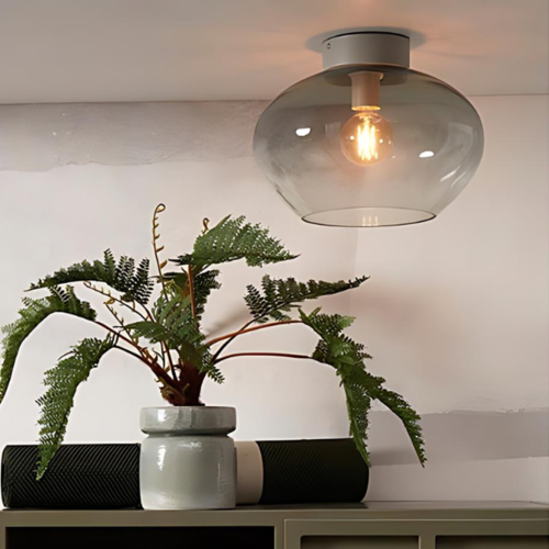 Modern minimalistisch plafonniere Bologna Ø35 cm lichtgrijs