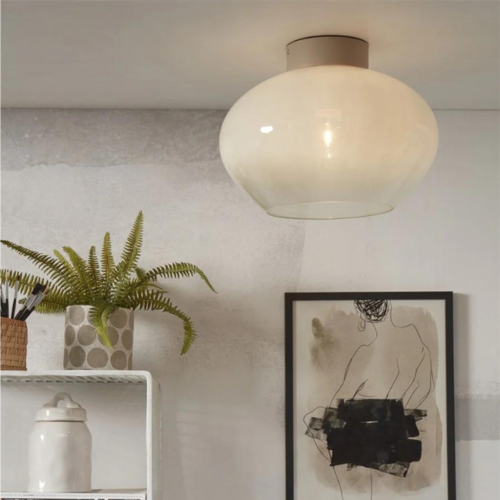 Modern minimalistisch plafonniere Bologna Ø35 cm melkwit