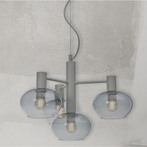 Scandinavische hanglamp Bologna 4-lichts lichtgrijs