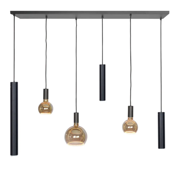 Ztahl Moderne hanglamp Riva 6-lichts 120 cm zwart