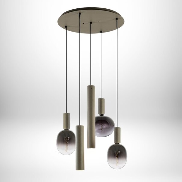 Ztahl Moderne Design hanglamp Riva 5-lichts Ø50 cm getrapt quartz
