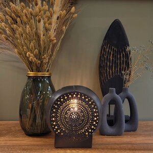 BelaLuz Bohemian Oosters tafellamp Flor 1-lichts zwart