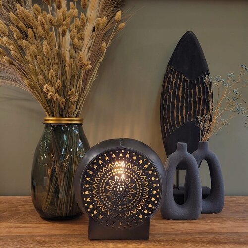Bohemian Oosters tafellamp Flor 1-lichts zwart