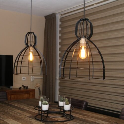 Landelijke hanglamp Ibiza zwart