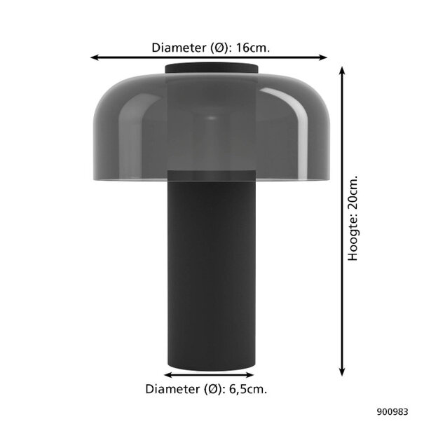 Stars of Light Moderne tafellamp Ponente 1-lichts zwart smoke