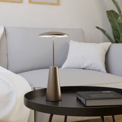 Moderne tafellamp Piccola 1-lichts brons oplaadbaar