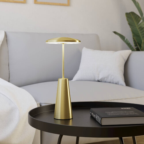 Moderne tafellamp Piccola 1-lichts mat goud oplaadbaar