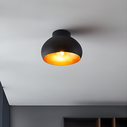 Modern Industriële plafondlamp Mogano 1-lichts zwart goud