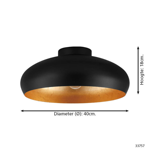 Stars of Lights Moderne Industriële plafondlamp Mogano 1-lichts zwart goud