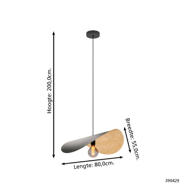 Stars of Light Moderne Industriële hanglamp Saceda Ø80 cm zwart goud