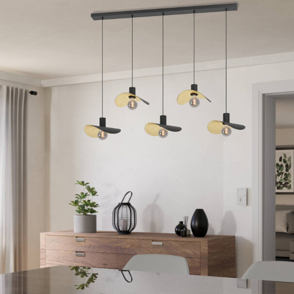 Stars of Light Modern design hanglamp Saceda 5-lichts zwart goud